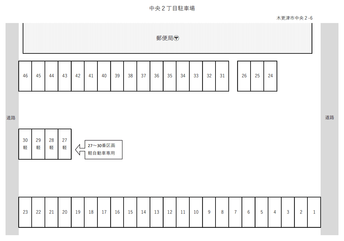 中央二丁目駐車場の駐車配置図