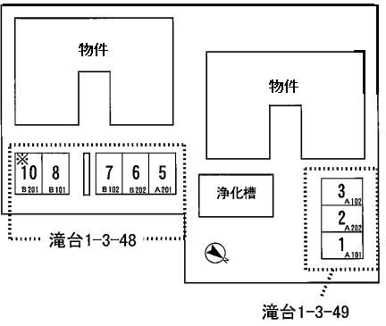 アンビション滝台駐車場の駐車配置図