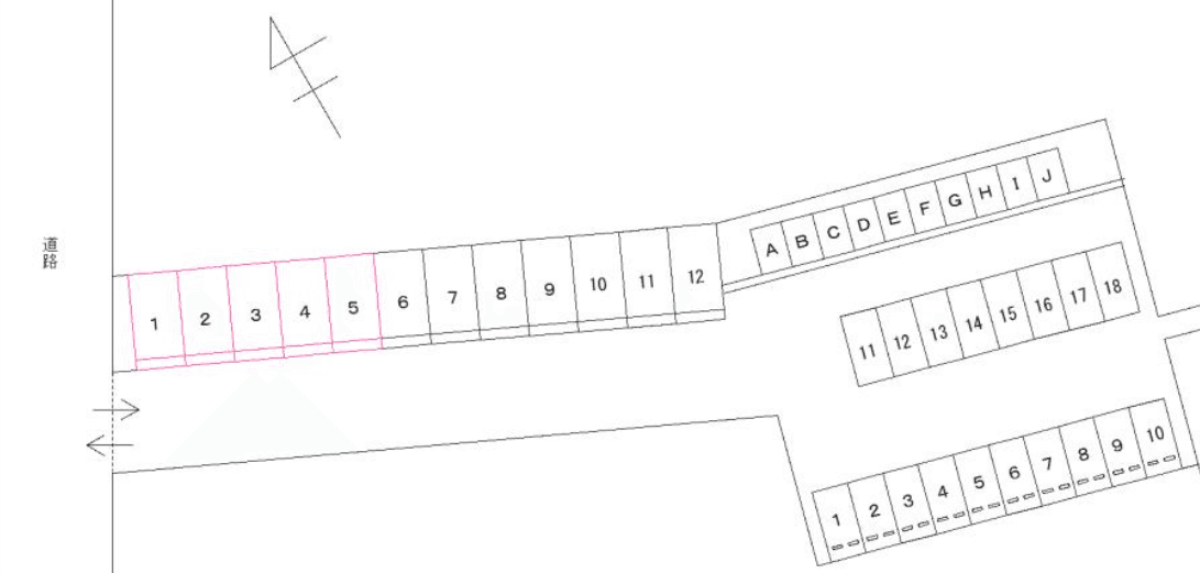 FK大野町駅貸ガレージの駐車配置図
