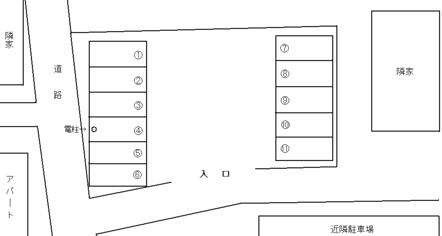 和白丘T・T(利治)駐車場の駐車配置図