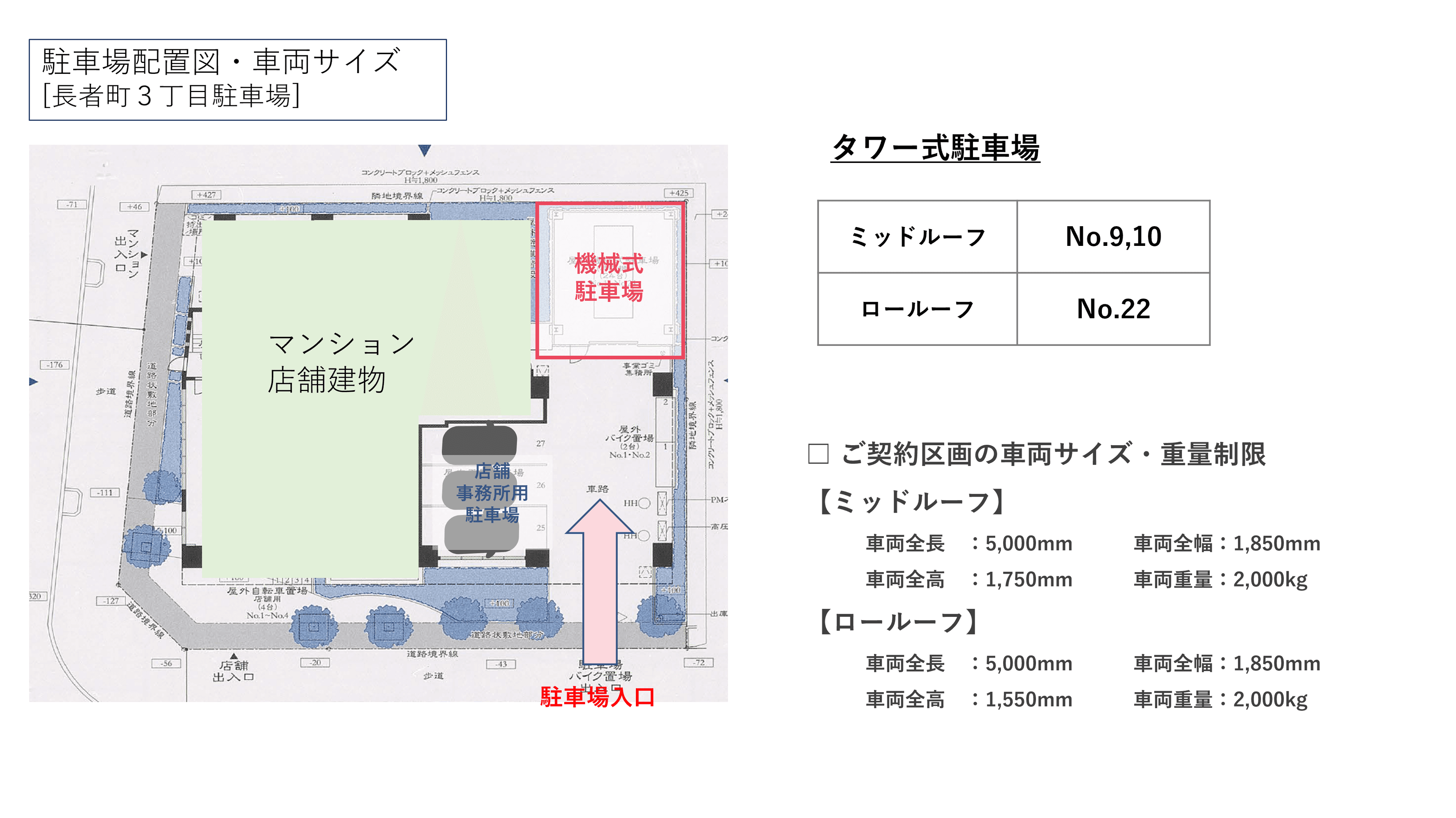 長者町3丁目駐車場の駐車配置図