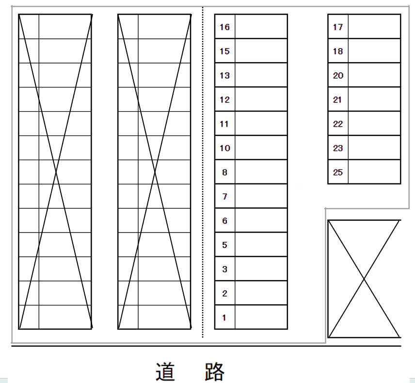 北細工町月極駐車場の駐車配置図