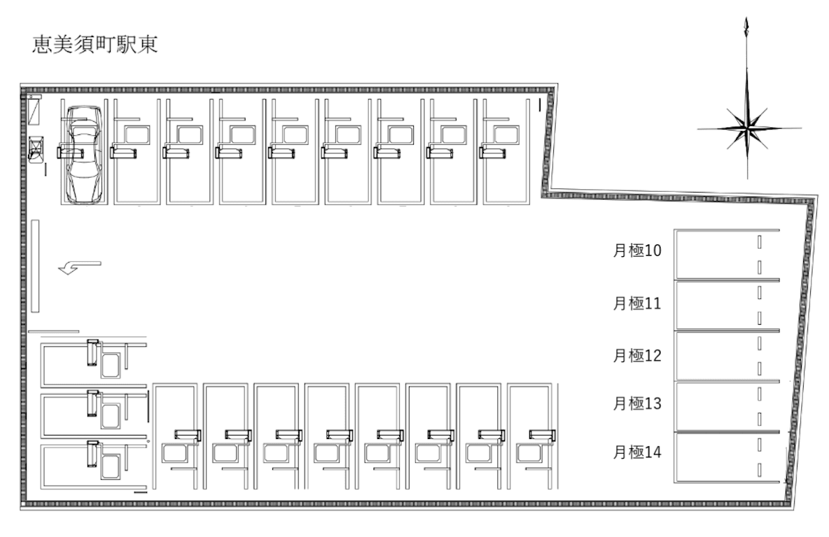 恵美須町駅東の駐車配置図
