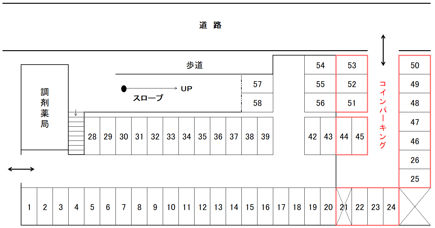 藤パーキング1階の駐車配置図