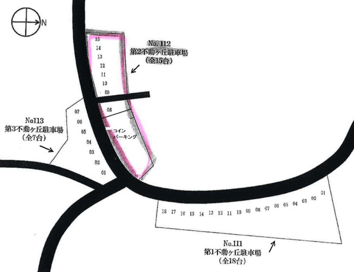 112・第2不動ヶ丘駐車場の駐車配置図