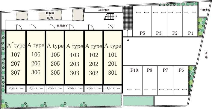 リブリ・シーサイドコート芦屋駐車場の駐車配置図