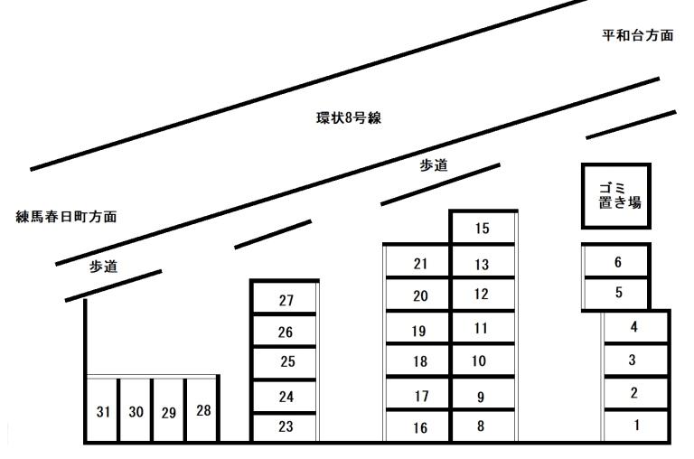 真野第1駐車場の駐車配置図