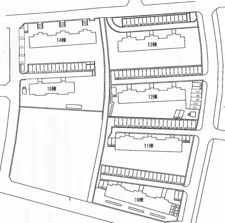 都府楼団地駐車場の駐車配置図