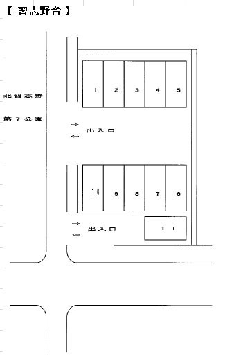 習志野台駐車場の駐車配置図