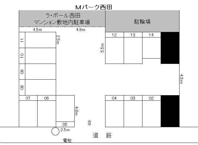 Mパーク西田の駐車配置図