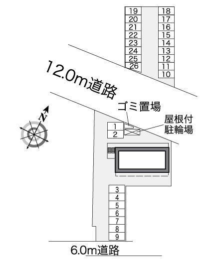 ソレイユ南栄(38655) 敷地外駐車場の駐車配置図