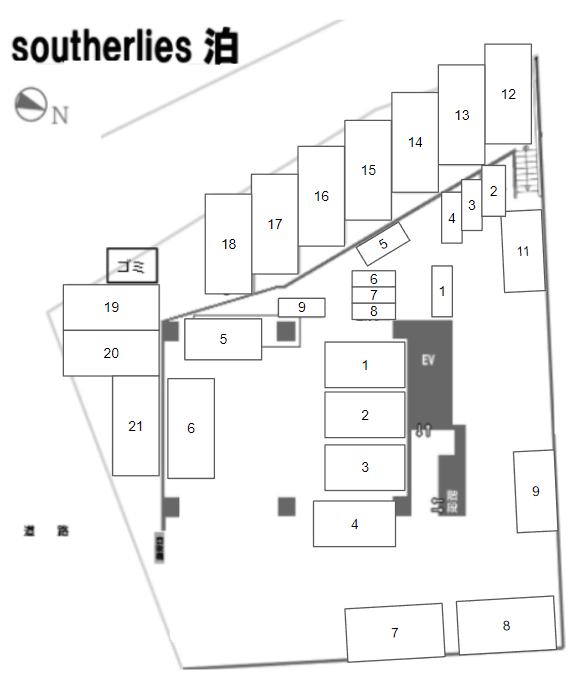 southerlies泊の駐車配置図