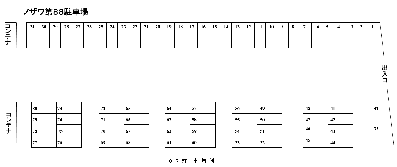 ノザワ第88駐車場の駐車配置図