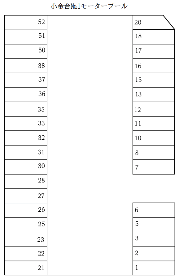 小金台№1モータープールの駐車配置図