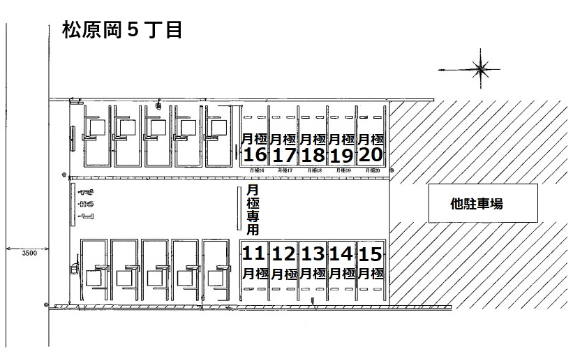 松原岡5丁目の駐車配置図