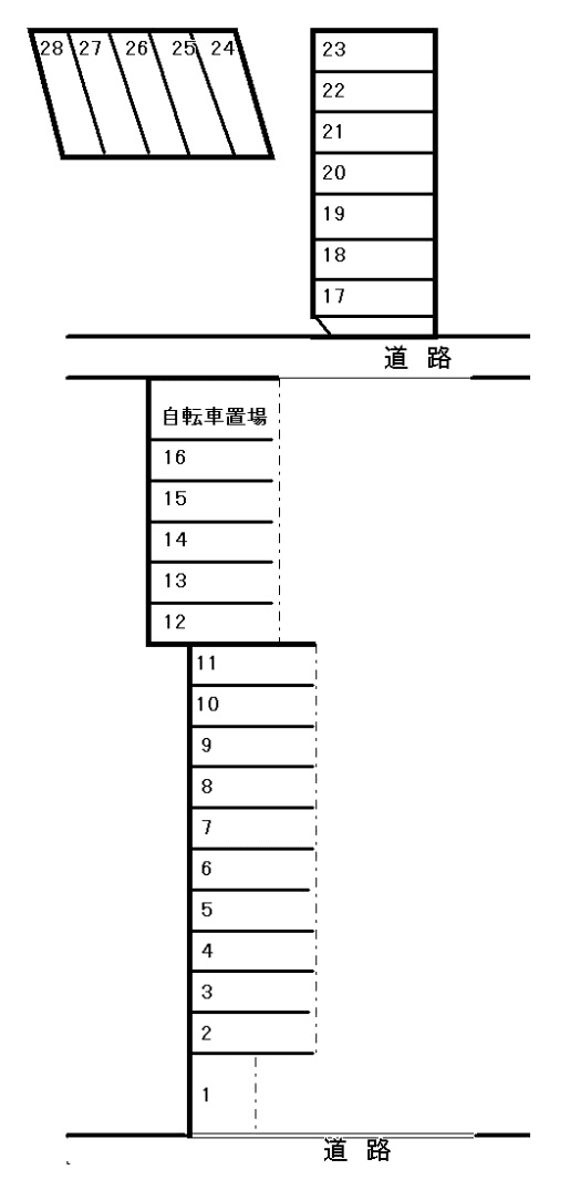 ヴィラージュ駐車場の駐車配置図