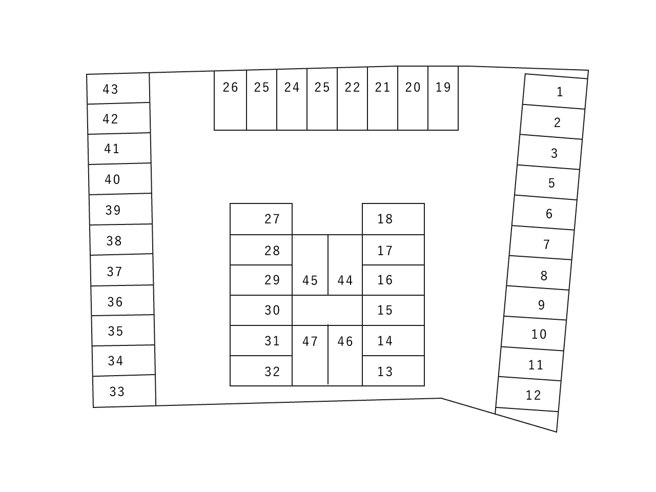 下藤沢NO,1駐車場の駐車配置図
