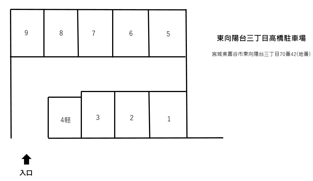 東向陽台三丁目高橋駐車場の駐車配置図