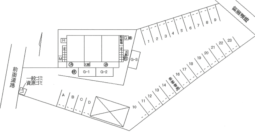 松長マンション 壱番館の駐車配置図