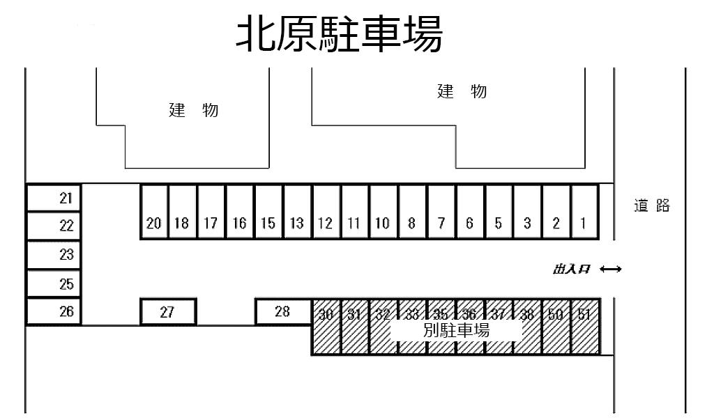 北原駐車場の駐車配置図