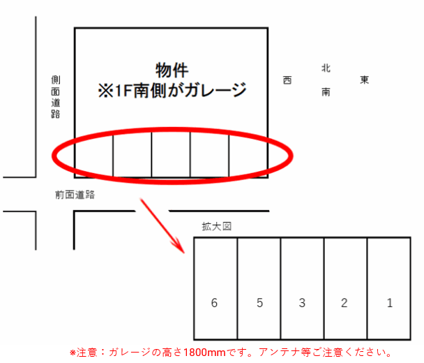 フラット・ユー ガレージの駐車配置図
