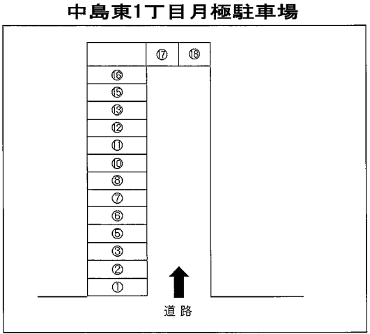 中島東1丁目月極駐車場の駐車配置図