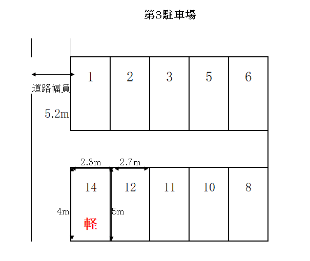 第3駐車場の駐車配置図