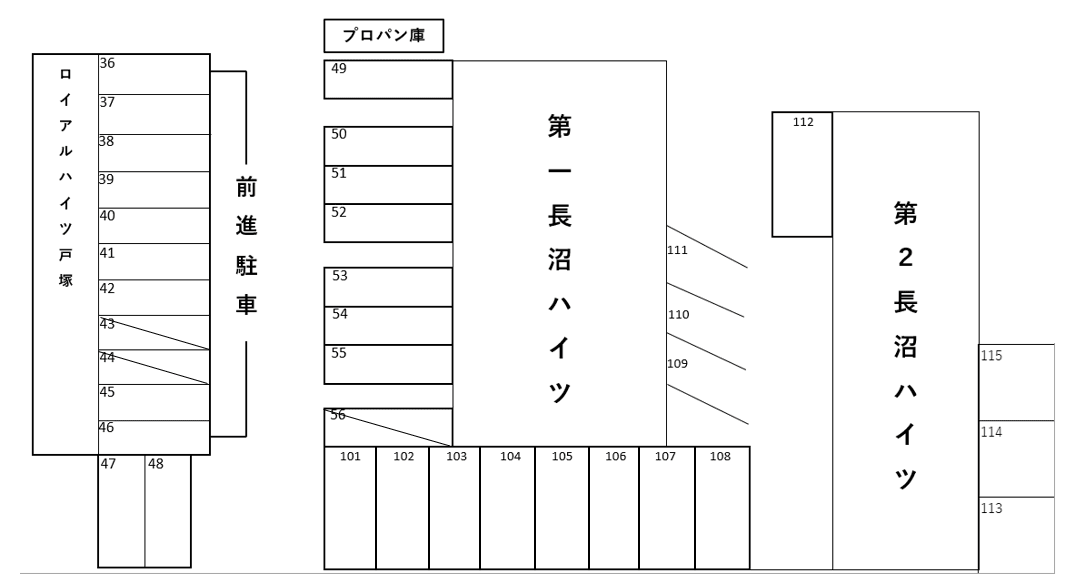 第一長沼ハイツ駐車場の駐車配置図