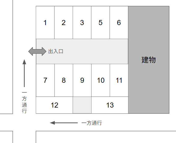 江森駐車場の駐車配置図