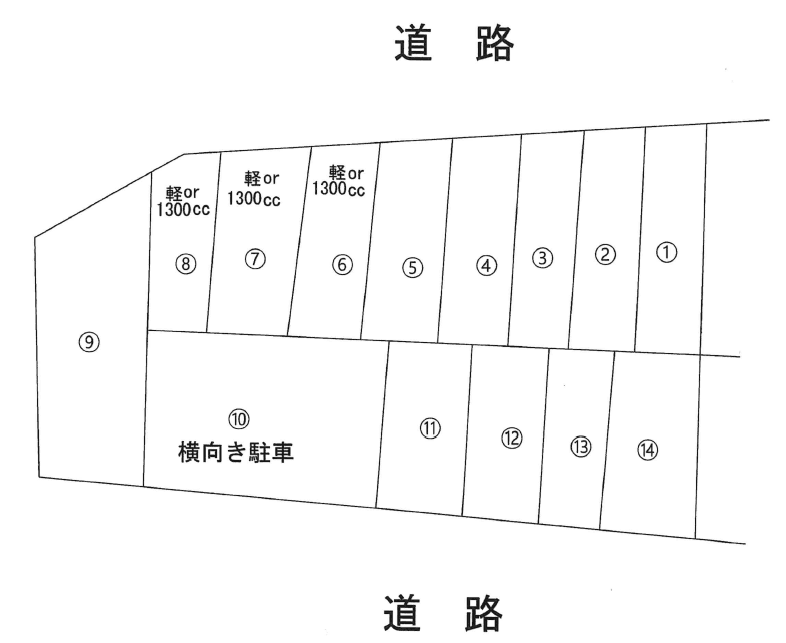 方木田上仲田駐車場(渡辺パーキング)の駐車配置図