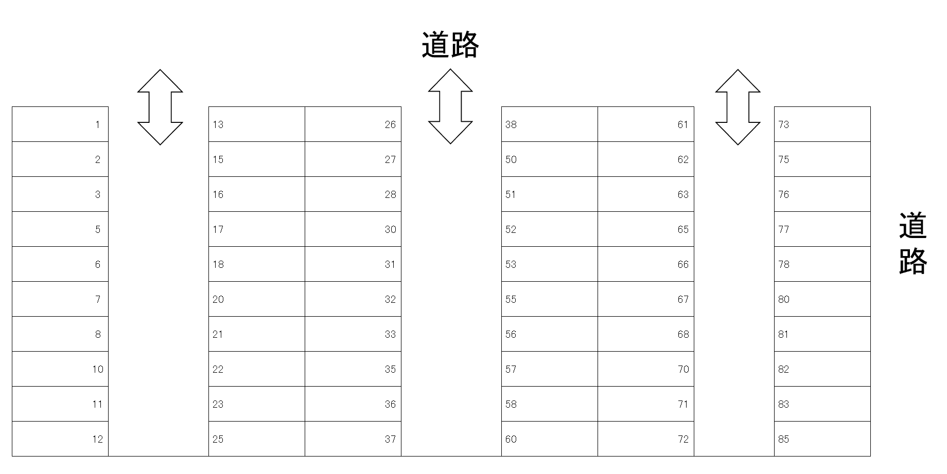 大和駐車場の駐車配置図