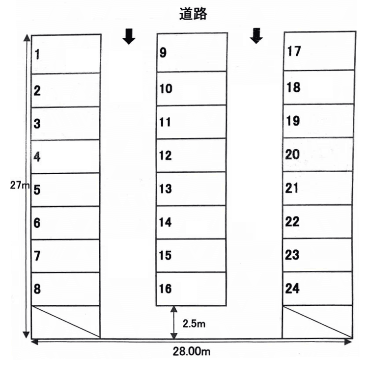東新ガレージの駐車配置図