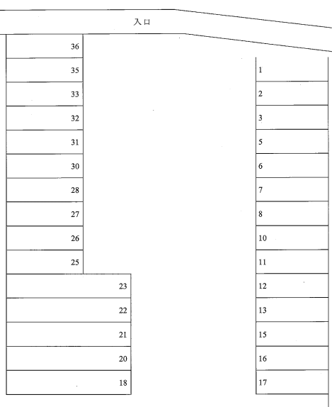 松浪駐車場の駐車配置図