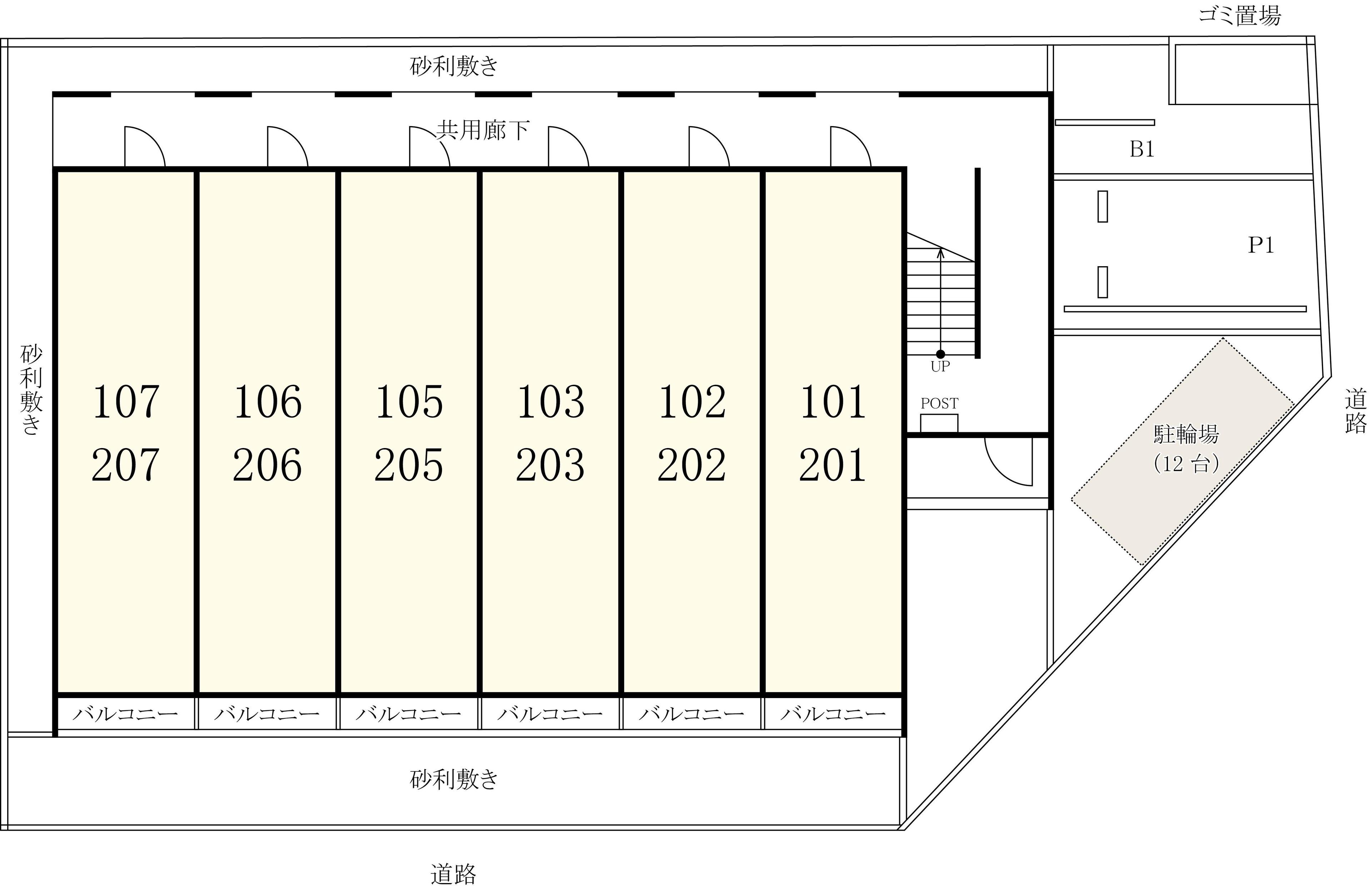 リブリ・ドーミトリー高坂駐車場の駐車配置図