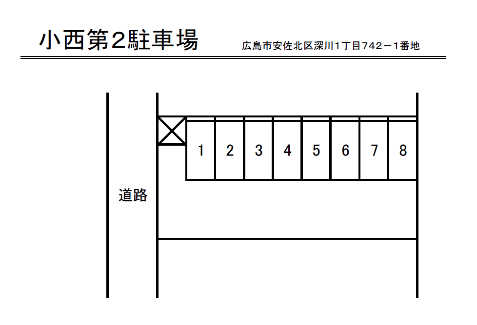 小西第2駐車場の駐車配置図
