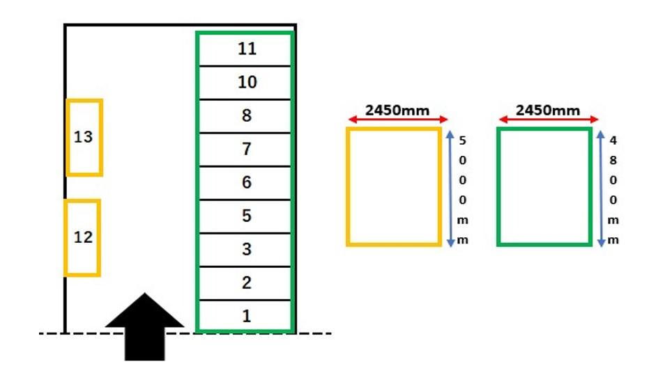 駅西新町2丁目O駐車場の駐車配置図