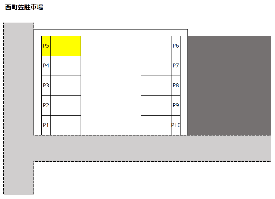 西町笠駐車場の駐車配置図