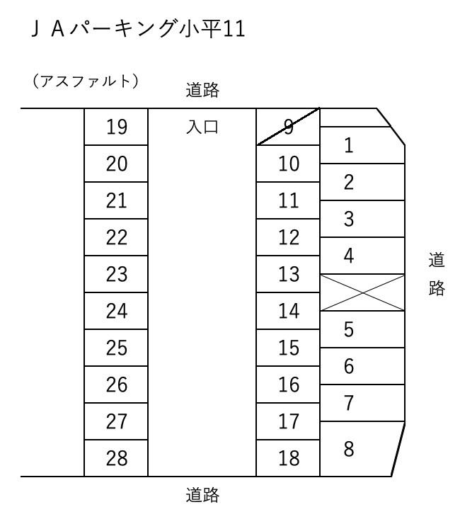 JAパーキング小平11の駐車配置図