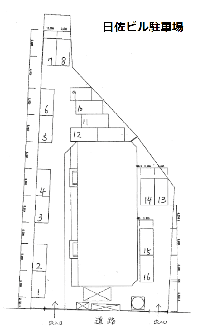 日佐ビル駐車場の駐車配置図