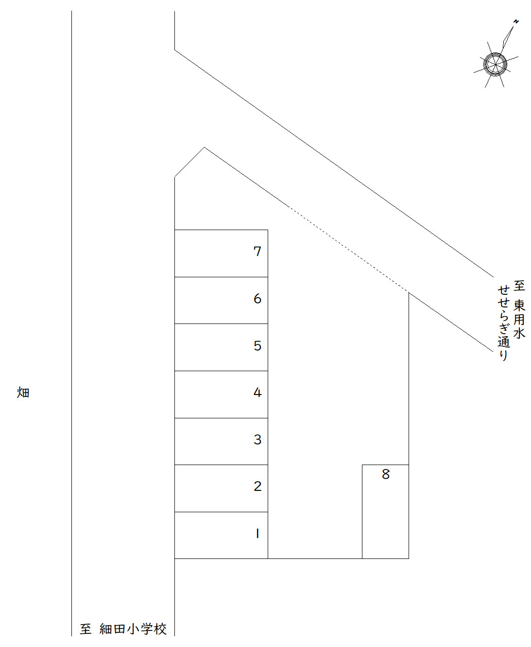 細田3-18 駐車場の駐車配置図