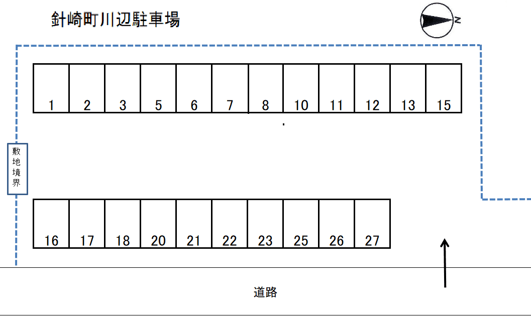 針崎町川辺駐車場 NO.5の駐車配置図