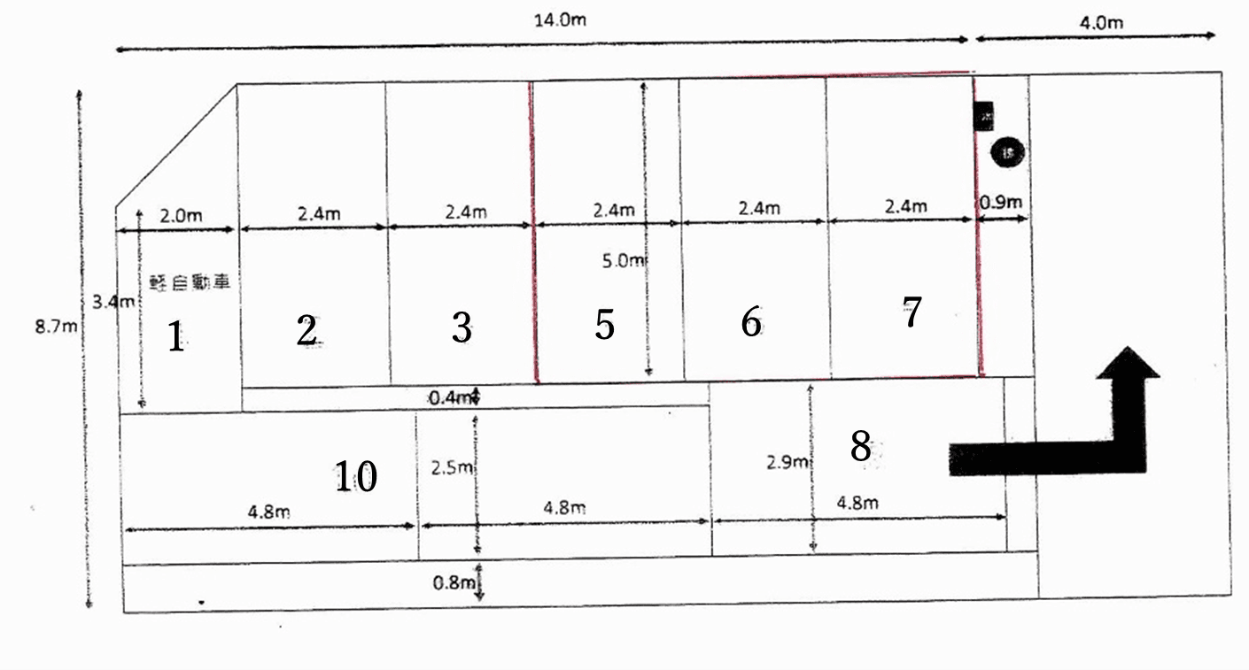 森本第二駐車場(元町)の駐車配置図