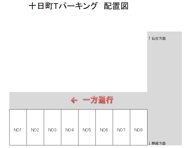 十日町Tパーキングの駐車配置図