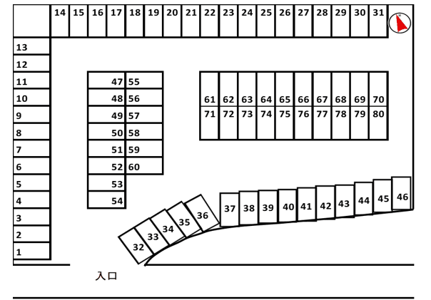 山之手9丁目砂利駐車場 西側の駐車配置図