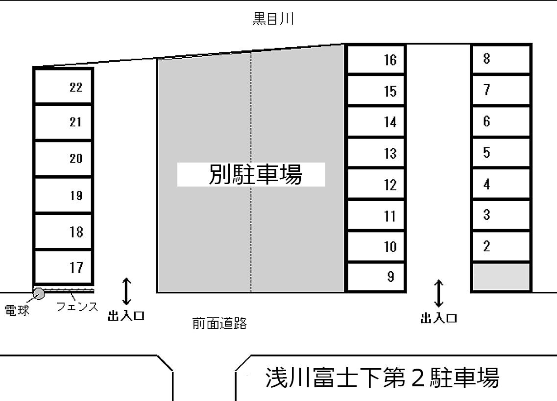 浅川富士下第2駐車場の駐車配置図