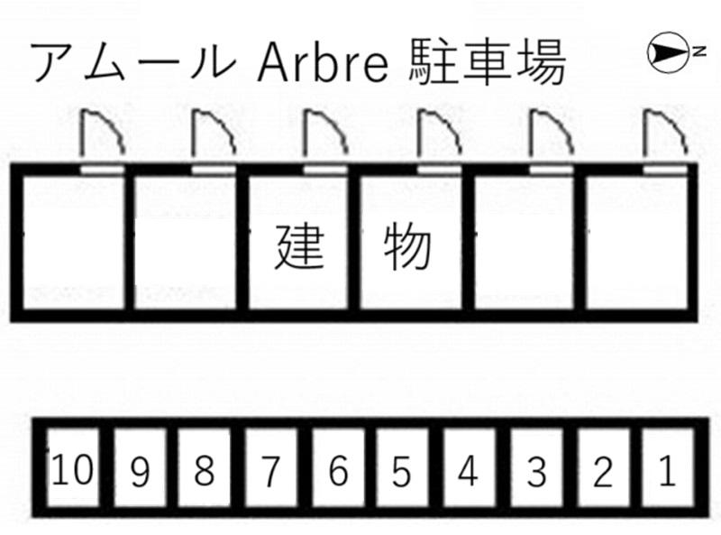 アムール Arbre 駐車場の駐車配置図