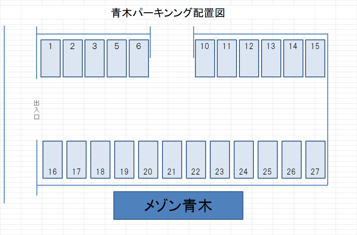 青木パーキングの駐車配置図
