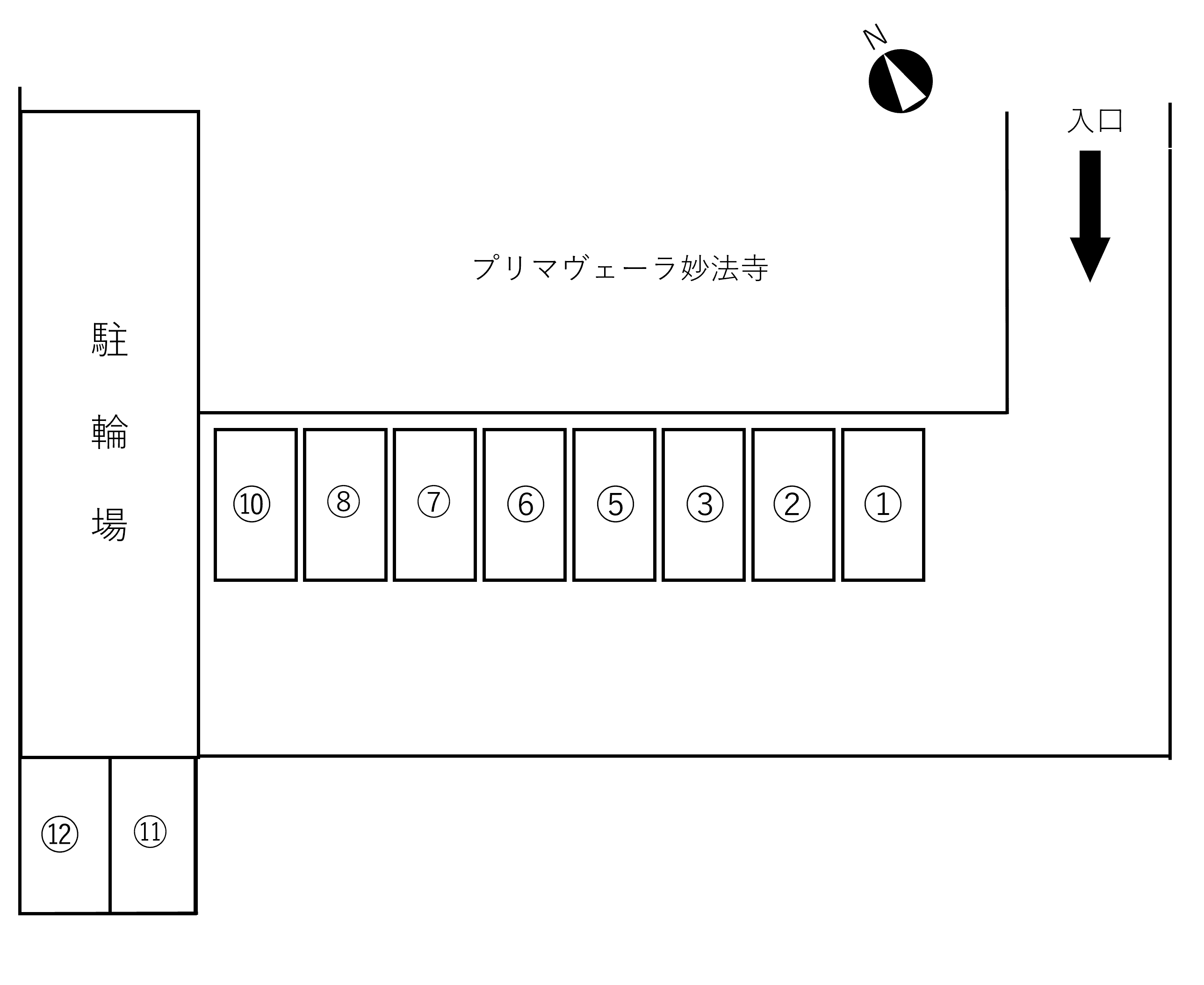 プリマヴェーラ妙法寺付属駐車場の駐車配置図