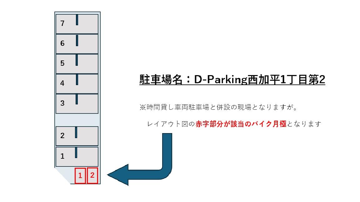 【バイク】西加平1丁目第2の駐車配置図