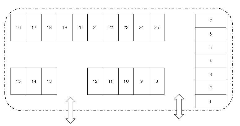 播磨田貸ガレージの駐車配置図